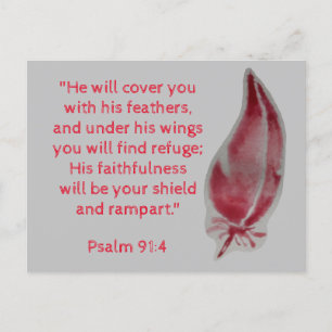 Carte postale verset biblique Psaume 91:4 Plumes