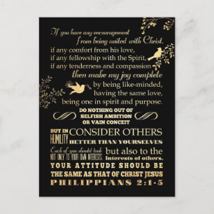 Carte Postale Verset biblique scripturaire - Philippiens 2 : 1-5