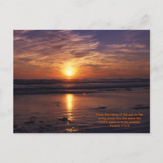 Carte Postale verset de la Bible du coucher de soleil sur l'océa