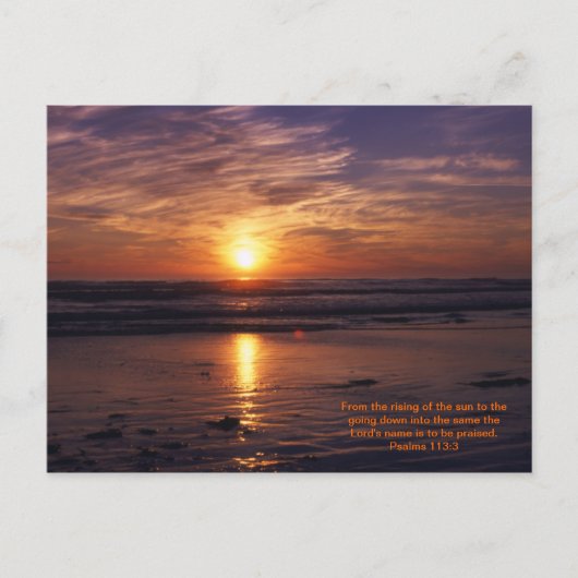 Carte Postale verset de la Bible du coucher de soleil sur l'océa (Devant)