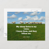 Carte Postale verset de la Bible, Jean 10:27, Mon mouton... (Devant / Derrière)