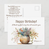 Carte Postale Verset de la Bible pour anniversaire Élégant flora (Devant / Derrière)