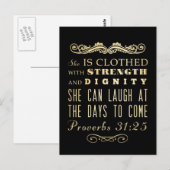 Carte Postale Versets bibliques chrétiens - Proverbes 31:25 (Devant / Derrière)