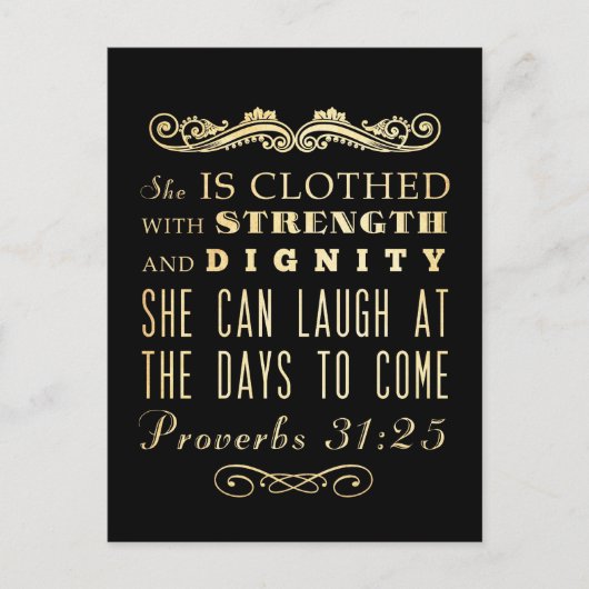 Carte Postale Versets bibliques chrétiens - Proverbes 31:25 (Devant)