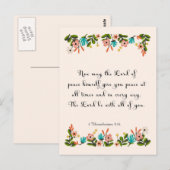 Carte Postale Versets de la Bible Art - 2 Thessaloniciens 3:16 (Devant / Derrière)