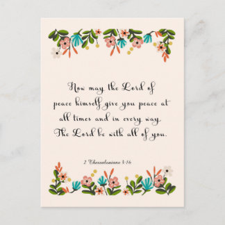 Carte Postale Versets de la Bible Art - 2 Thessaloniciens 3:16