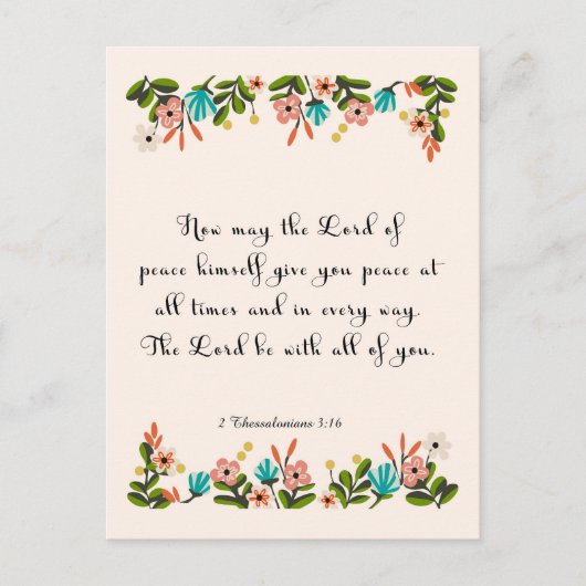 Carte Postale Versets de la Bible Art - 2 Thessaloniciens 3:16 (Devant)