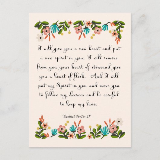 Carte Postale Versets de la Bible Art - Ezéchiel 36:26-27 (Devant)