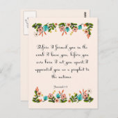 Carte Postale Versets de la Bible Art - Jérémie 1:5 (Devant / Derrière)