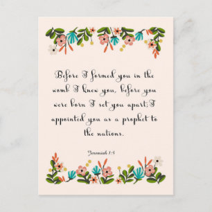 Carte Postale Versets de la Bible Art - Jérémie 1:5
