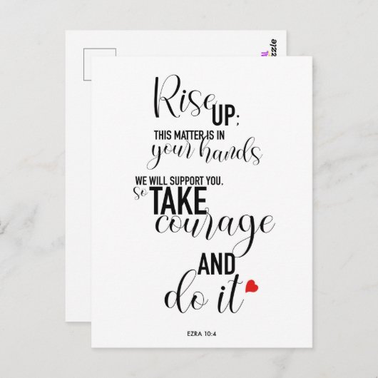 Carte Postale Version longue du devis "Rise Up" (Devant / Derrière)