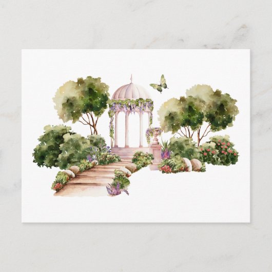Carte Postale Vert aquarelle délicieux mariage de jardin (Devant)