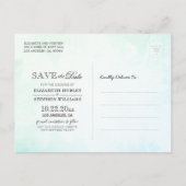 Carte Postale Vert Aquarelle Feuille Mariage Chic Enregistrer La (Dos)