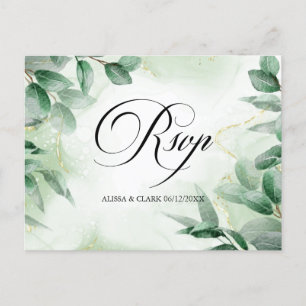 Carte Postale Vert aquarelle moderne RSVP