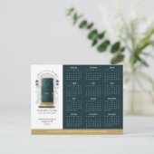 Carte Postale Vert aquarelle Porte Immobilier Calendrier 2025 (Debout devant)