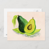 Carte Postale Vert Avocado Fruit à vie morte en aquarelle (Devant / Derrière)