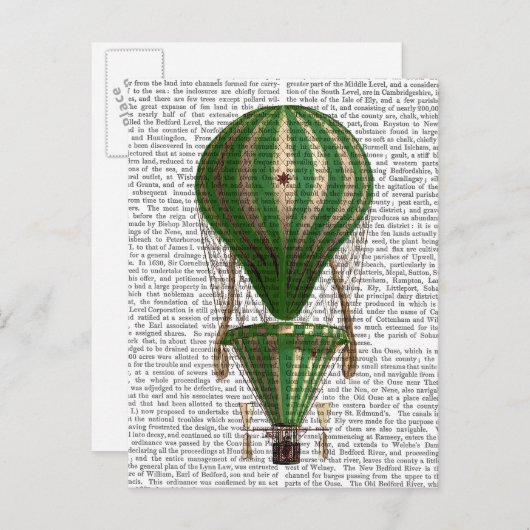 Carte Postale Vert ballon à air chaud (Devant / Derrière)