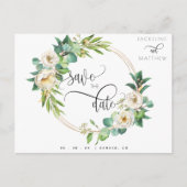 Carte Postale Vert Blanc Jaune Floral Mariage Enregistrer la dat (Devant)