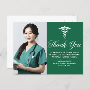 Carte Postale Vert blanc Médicale Caduceus Photo Merci