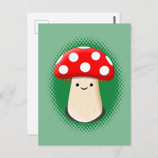 Carte Postale Vert champignons mignons (Devant / Derrière)