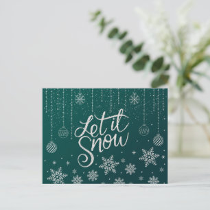 Carte Postale Vert élégant, ArgentLaisser neiger, Noël
