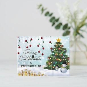 Carte Postale Vert élégant, Joyeux Noël Argent