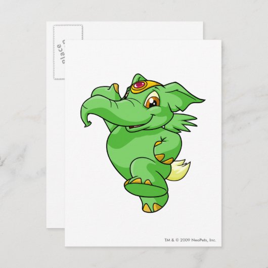 Carte Postale Vert éléphante (Devant / Derrière)