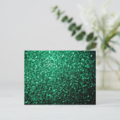 Carte Postale Vert émeraude paillettes scintillantes (Debout devant)