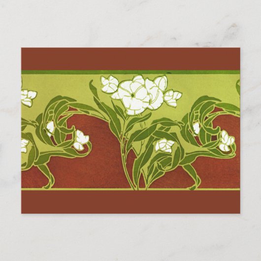 Carte Postale Vert et Brown de fleurs blanches (Devant)
