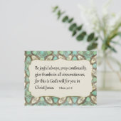 Carte Postale Vert et Motif Brown Soyez Joyeux Bible Verse (Debout devant)