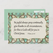 Carte Postale Vert et Motif Brown Soyez Joyeux Bible Verse (Devant / Derrière)