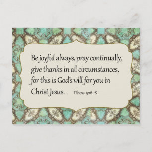 Carte Postale Vert et Motif Brown Soyez Joyeux Bible Verse