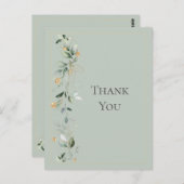 Carte Postale Vert Eucalyptus Floral Vert Mariage Or Vert (Devant / Derrière)