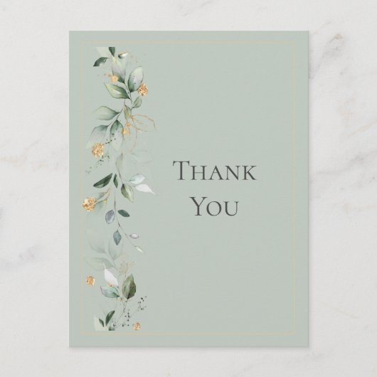 Carte Postale Vert Eucalyptus Floral Vert Mariage Or Vert (Devant)