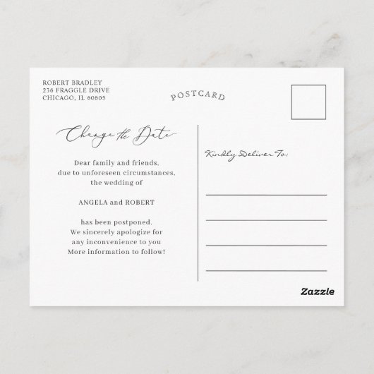 Carte Postale Vert Eucalyptus Géométrique Modifier la date (Dos)