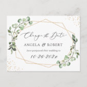 Carte Postale Vert Eucalyptus Géométrique Modifier la date (Devant)