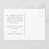 Carte Postale Vert foncé Avec Coeurs Mariage Merci (Dos)