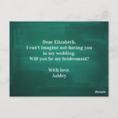 Carte Postale Vert foncé moderne Tu seras ma demoiselle (Dos)