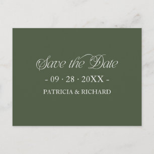 Carte Postale Vert forêt Typographie minimaliste Enregistrez la