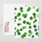 Carte Postale Vert Kelly « Shamrocks Falling »  (Devant / Derrière)