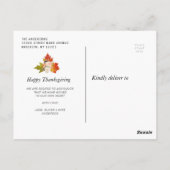 Carte Postale vert mousse joyeux thanksgiving annonce de déménag (Dos)