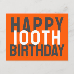 Carte Postale Vert noir blanc moderne Bold Joyeux 100e anniversa