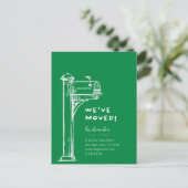 Carte Postale Vert Nous avons déplacé la boîte aux lettres en ét (Debout devant)