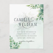 Carte Postale Vert Or Eucalyptus MARIAGE QR CODE Moderne (Devant)