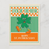 Carte Postale Vert Orange Retro Trèfle Marchant Saint-Patrick (Devant)