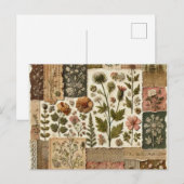Carte Postale Vert Patchwork rose rose Floral Design Quilé (Devant / Derrière)