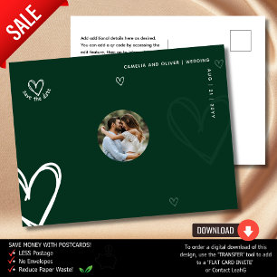 Carte Postale Vert PHOTO Enregistrez la date Qualité minimale