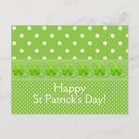Carte Postale Vert, points et Shamrocks (Devant)