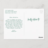 Carte Postale Vert | Preppy Script Photo Graduation Merci (Dos)