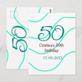 Carte Postale Vert rouge 50 anniversaire anniversaire ajouter no (Devant / Derrière)